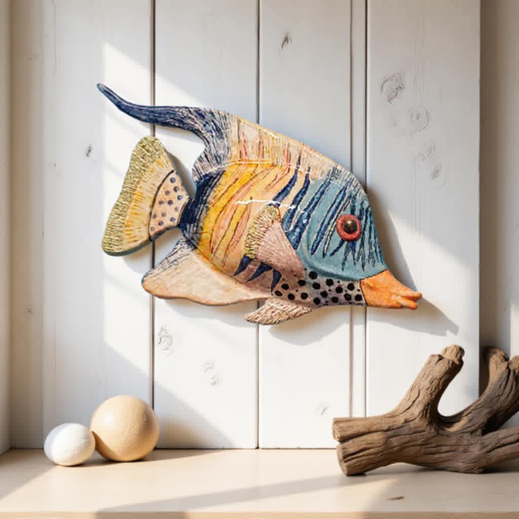 Applique murale poisson polynésien en céramique