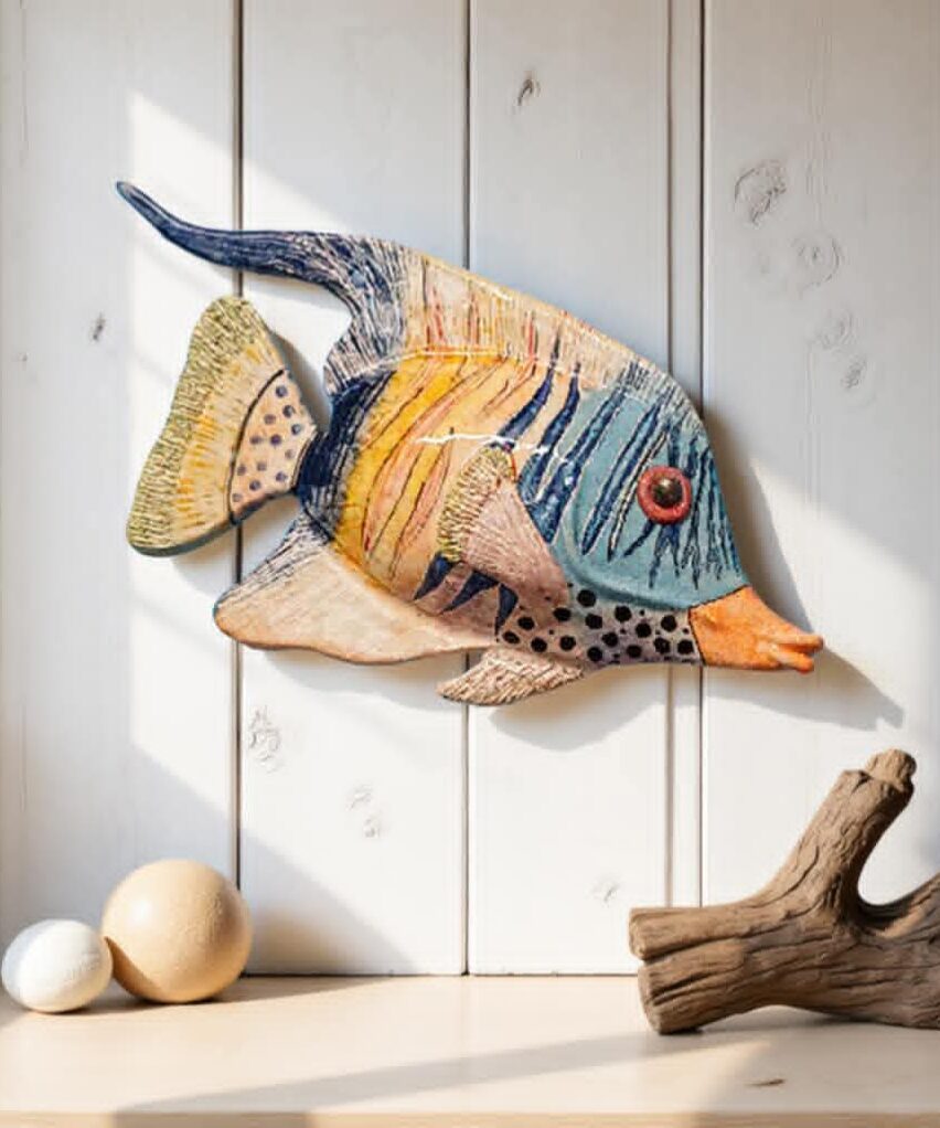 Applique murale poisson polynésien en céramique